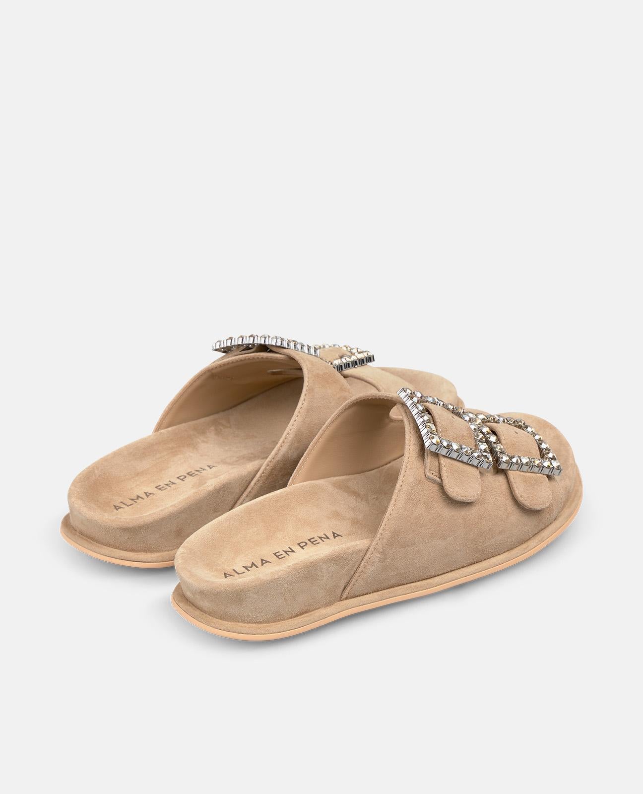 alma-en-pena-comfort-flache-sandalen-arena-mit-strass-schnallen-2-cm image 3