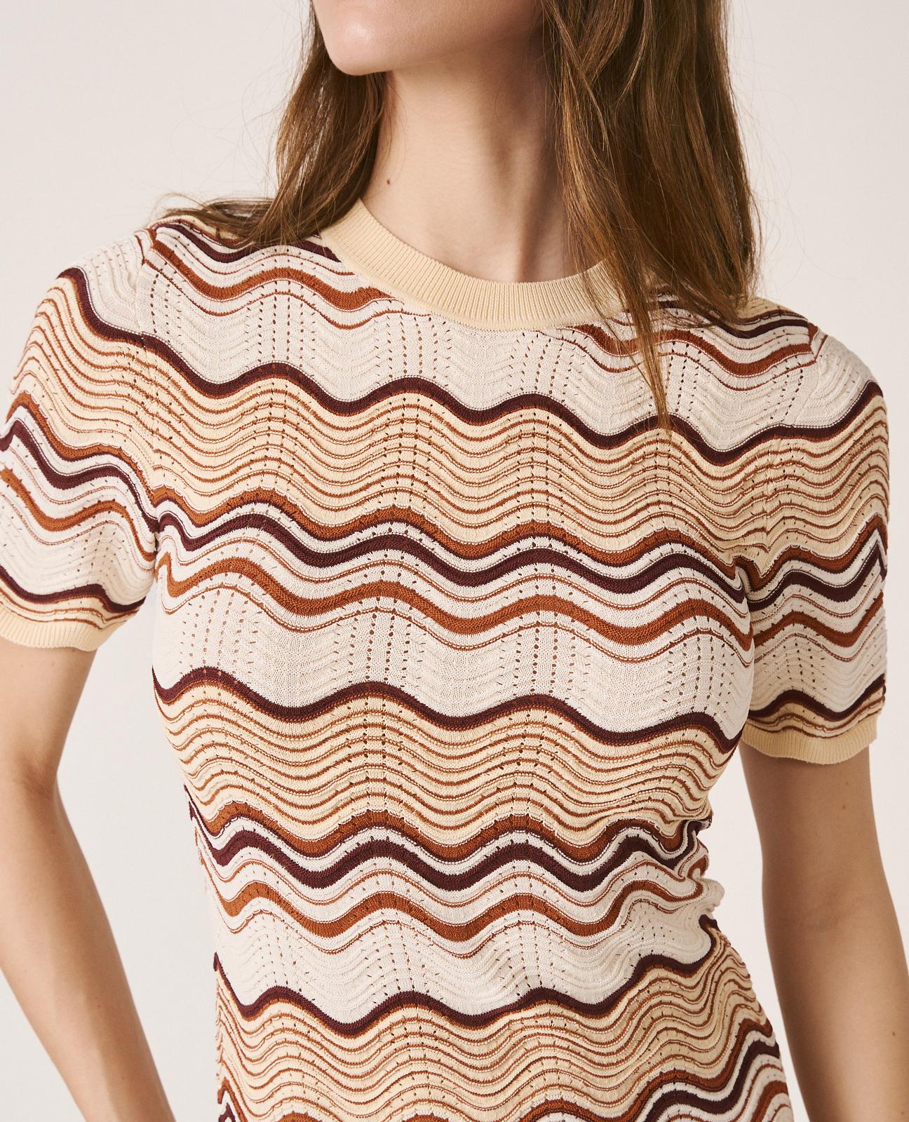 alma-en-pena-buntes-strick-top-mit-geometrie-muster-kurzarm-top image 4
