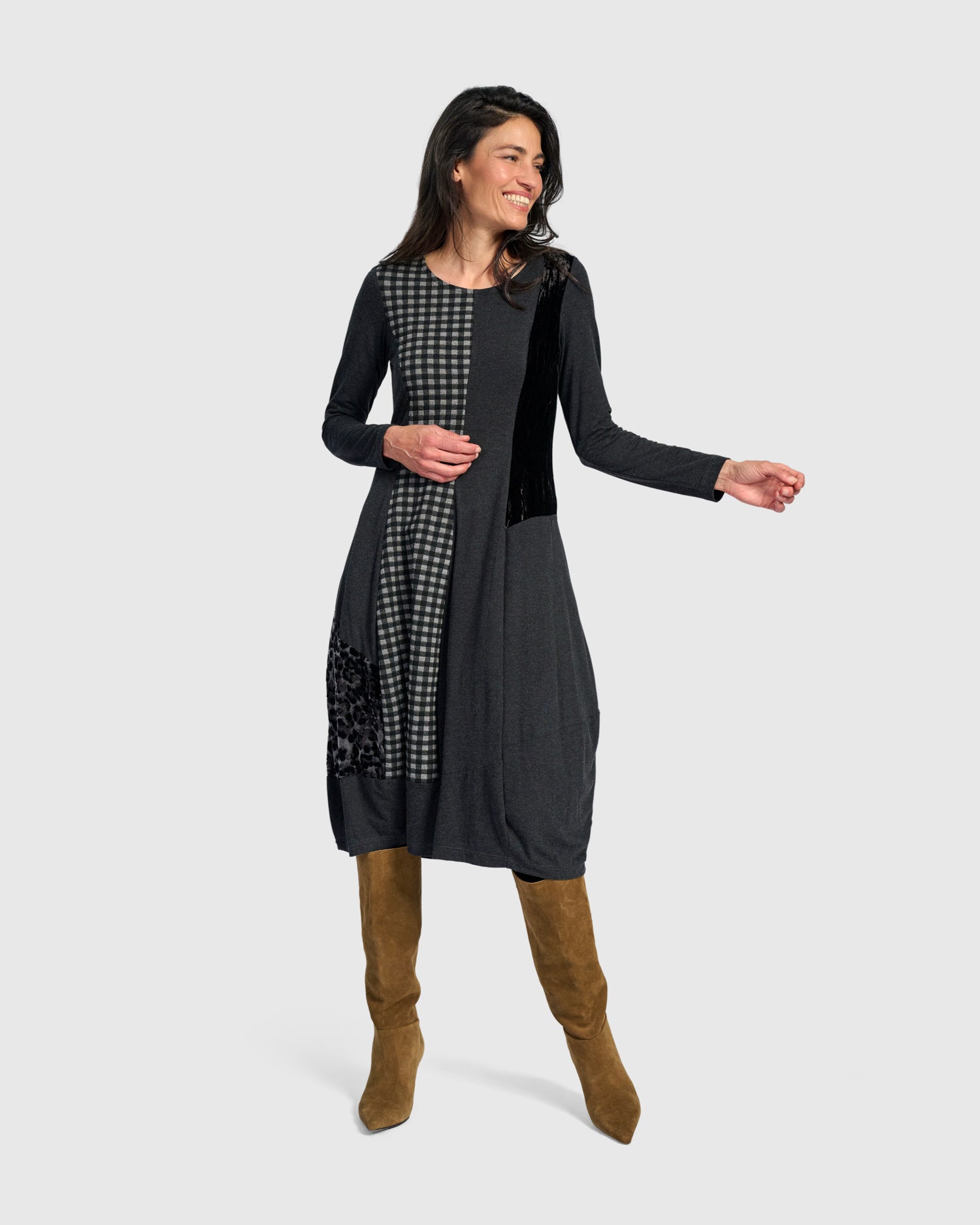 alembika-sterling-dress-grey-mix-damen-midikleid-cocoon image 1
