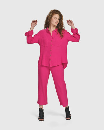 alembika-recreation-button-down-bluse-fuchsia image 5