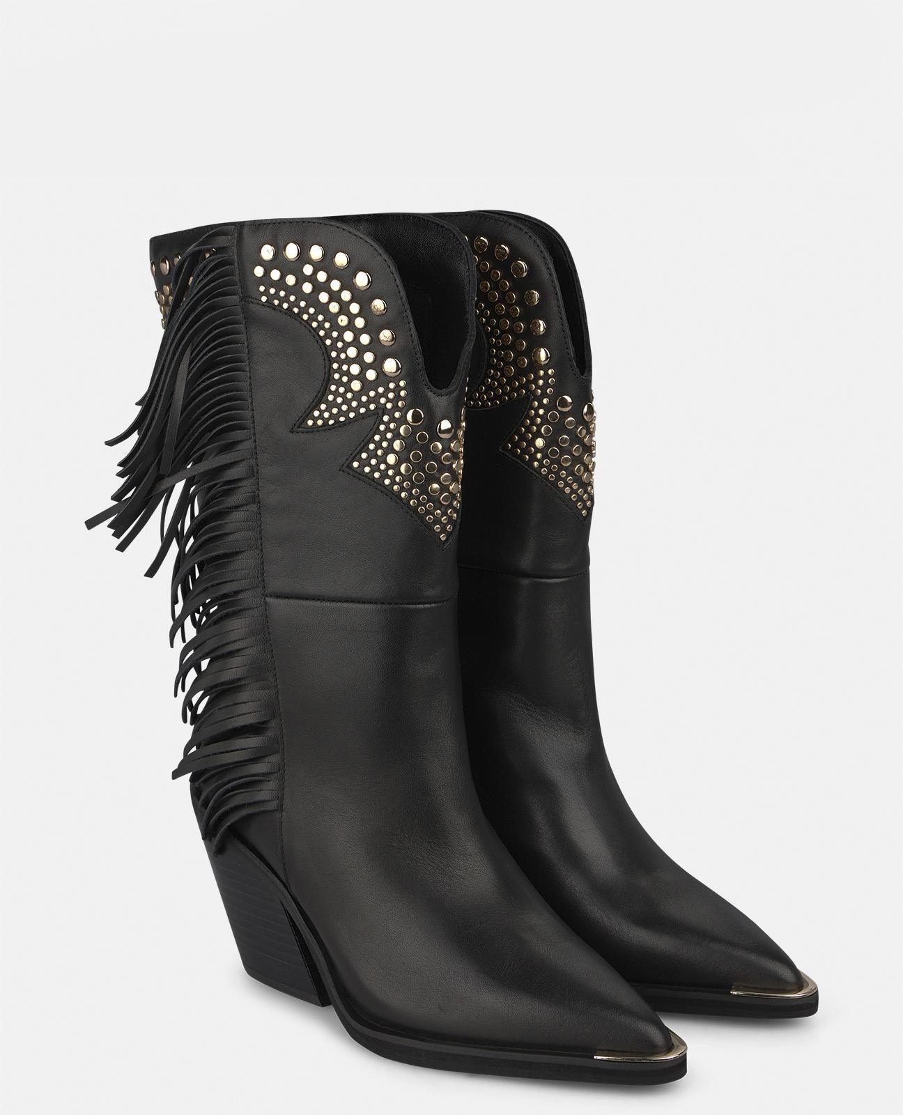alma-en-pena-leder-cowboy-boots-schwarz-mit-nieten-8-cm image 2