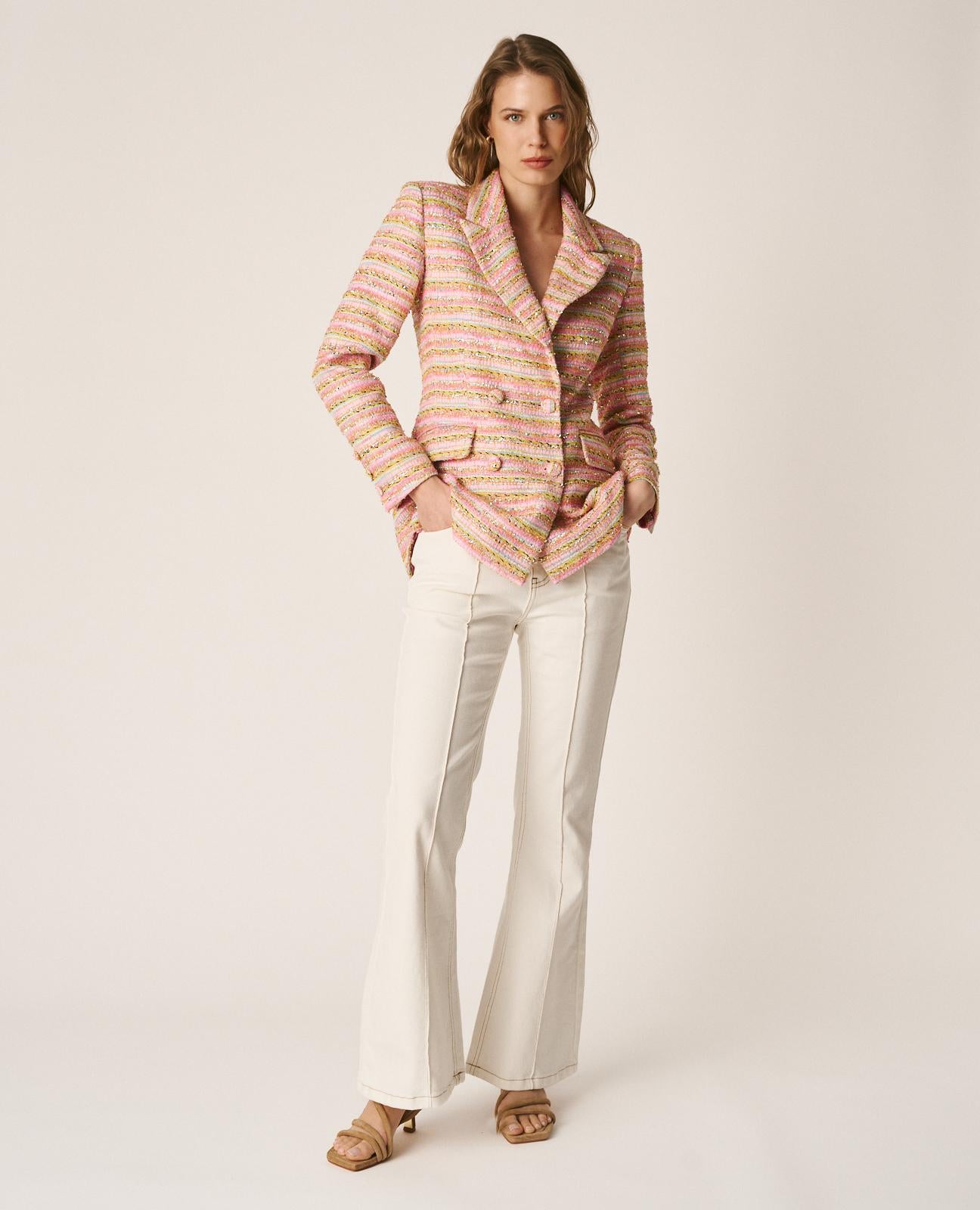 alma-en-pena-striped-blazer-tweed-multicolor-fitted image 3