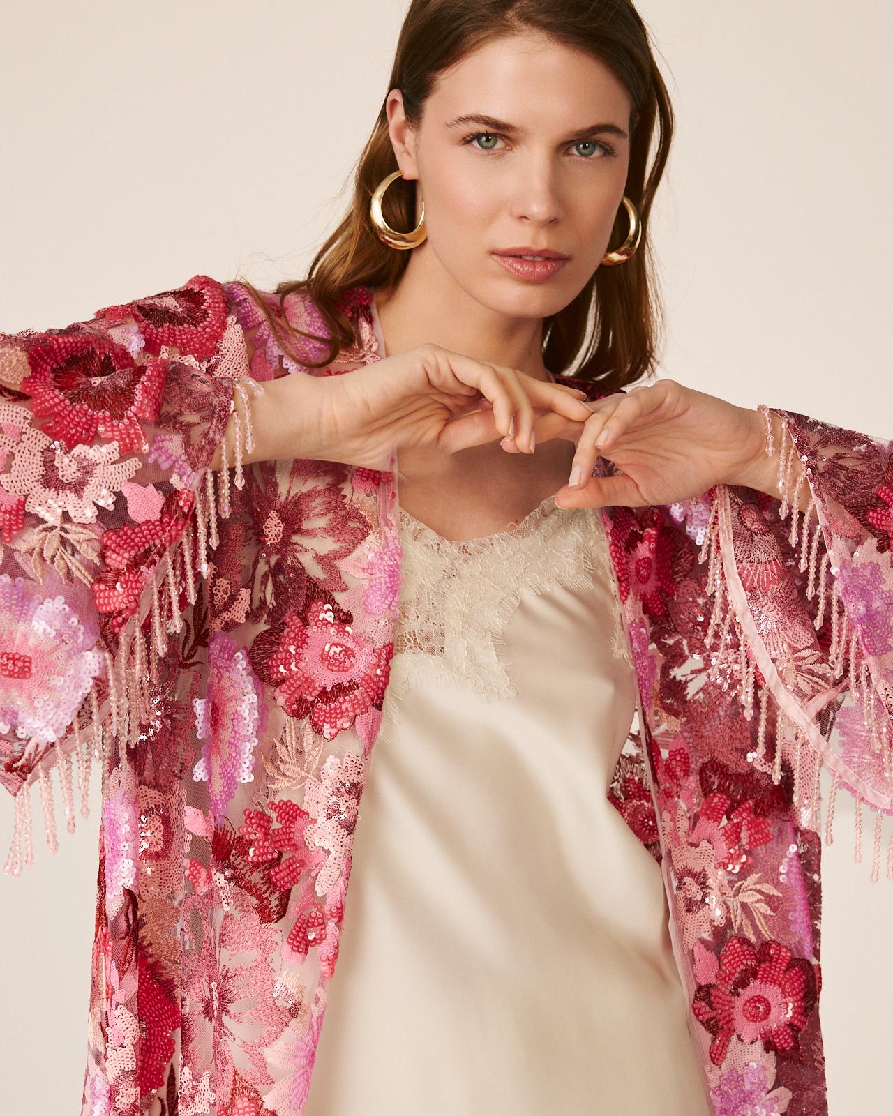 alma-en-pena-floral-kaftan-fuchsia-pailletten image 3