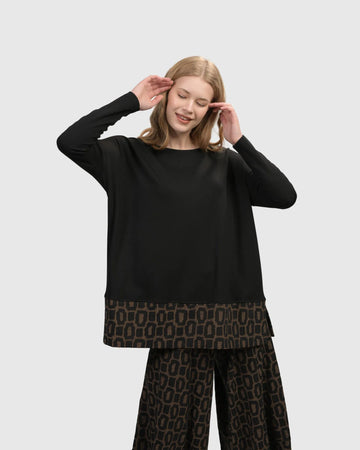 alembika-ready-for-anything-boxy-top-coffee-jersey-shirt-mit-must-saum image 3