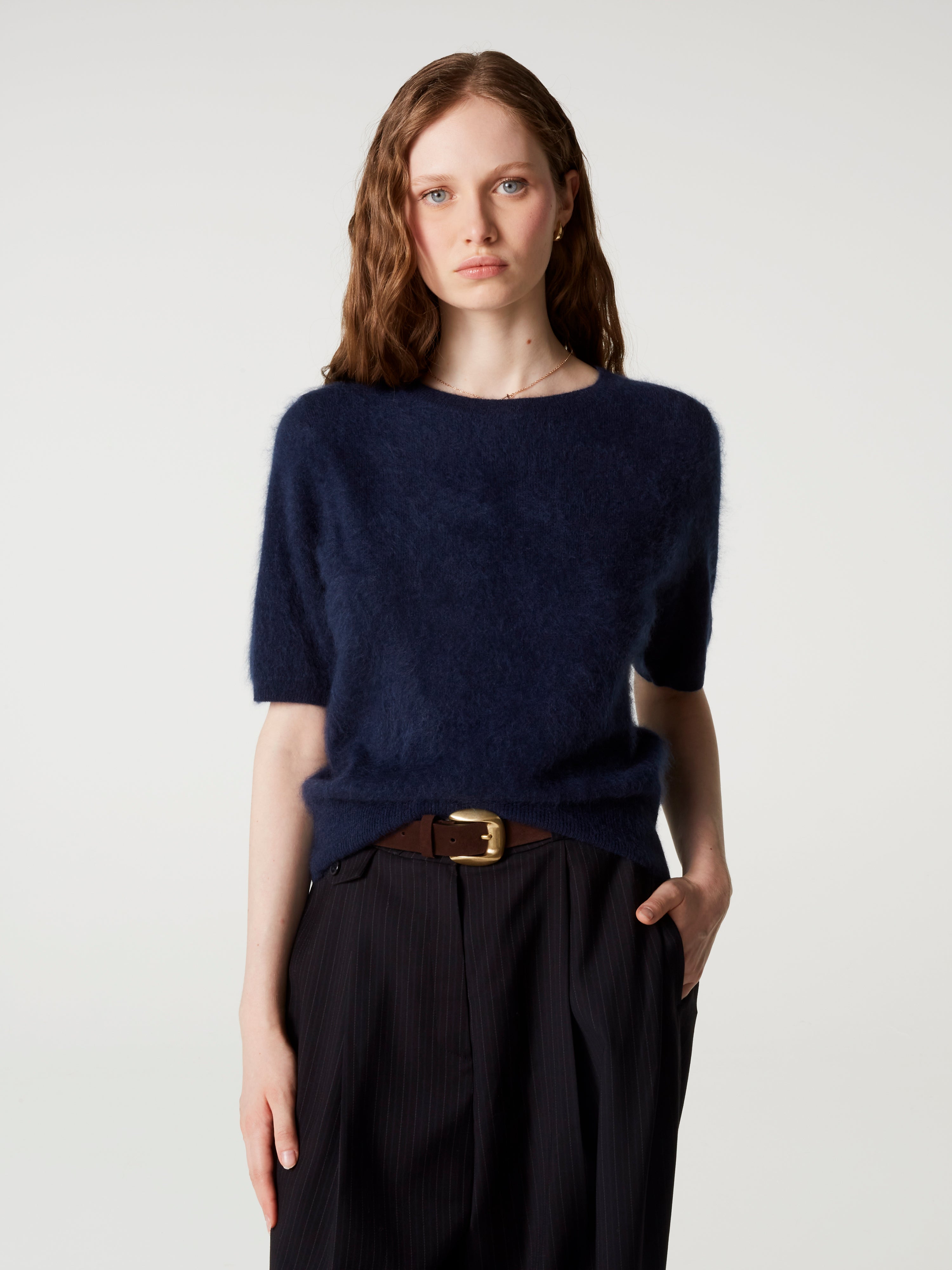 absolut-pull-amaya-damen-kaschmir-rundhals-navy-kurzarm image 1