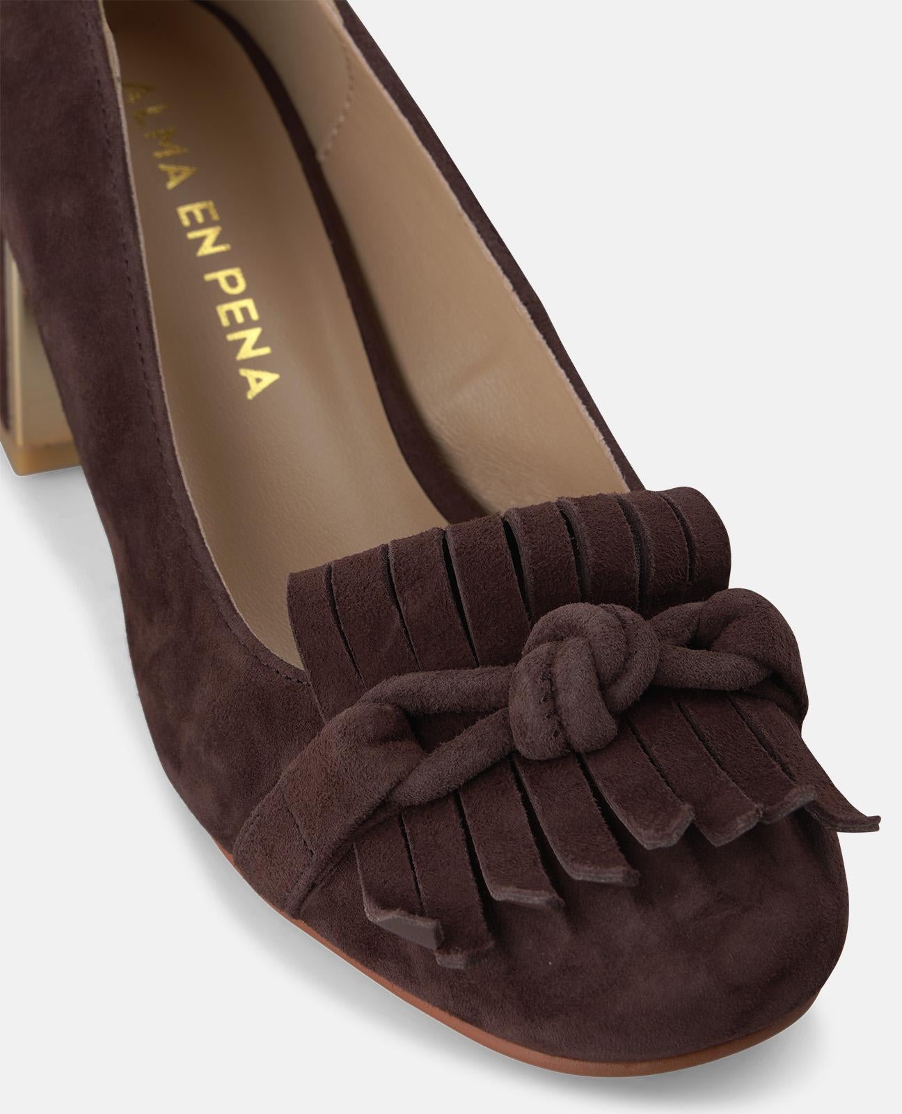 alma-en-pena-fransen-pumps-aus-wildleder-braun-mit-blockabsatz-5-5-cm image 4