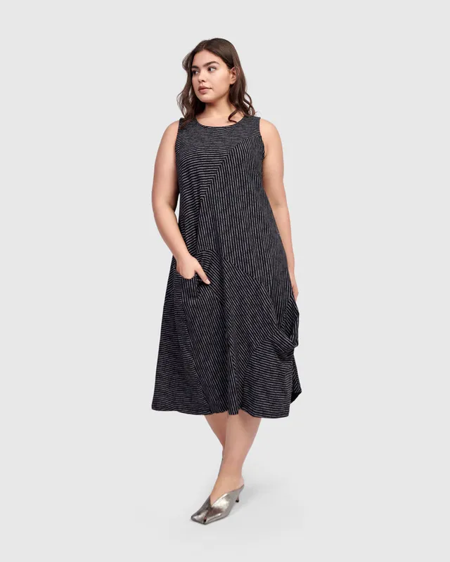 alembika-urban-sahara-midi-kleid-pinstripes image 1