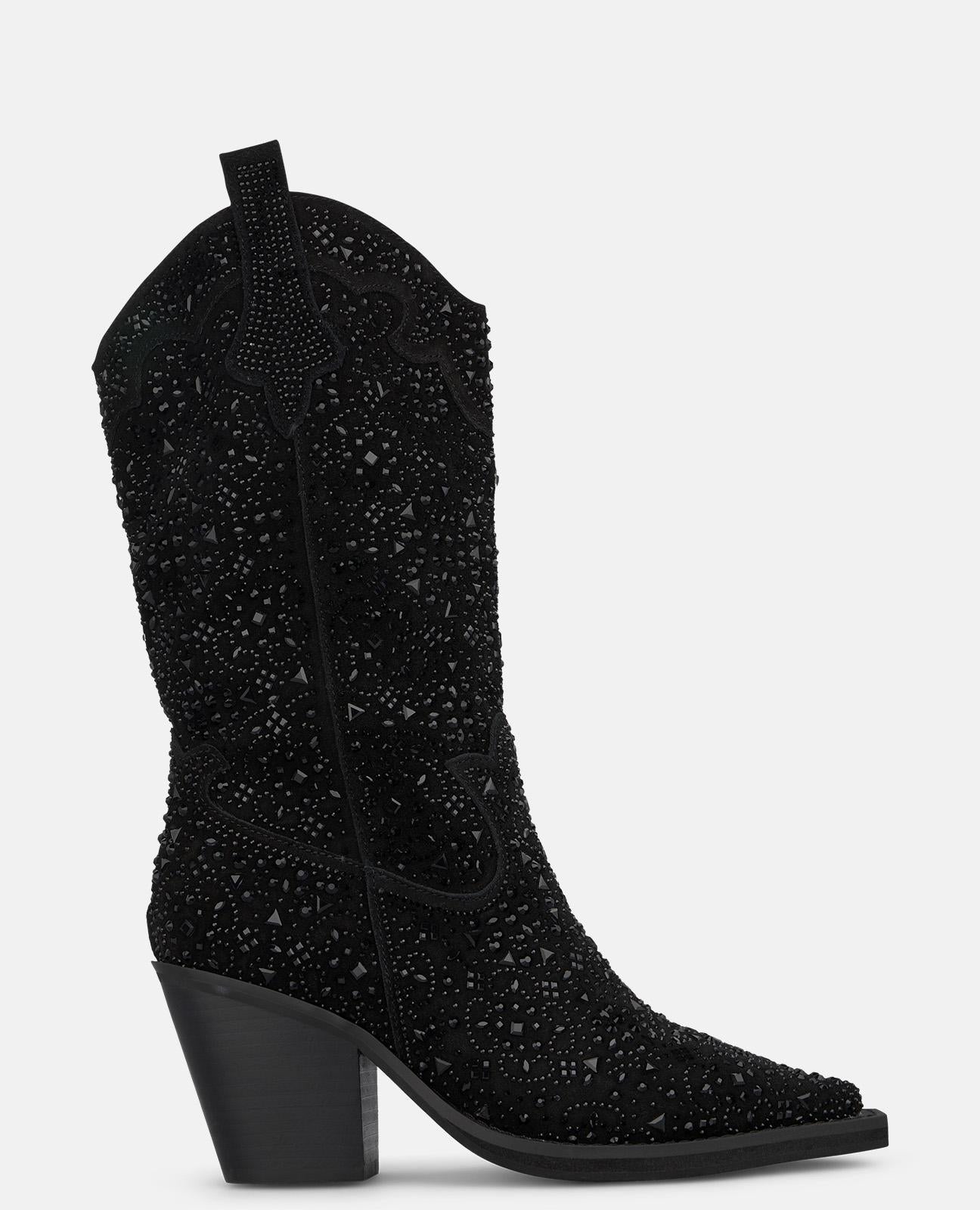 alma-en-pena-cowboy-stiefeletten-mit-strass-schwarz-8-cm image 1