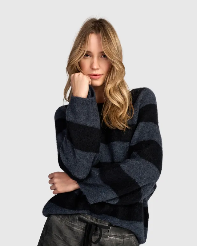 alembika-spry-striped-sweater-schwarz-graphit image 1