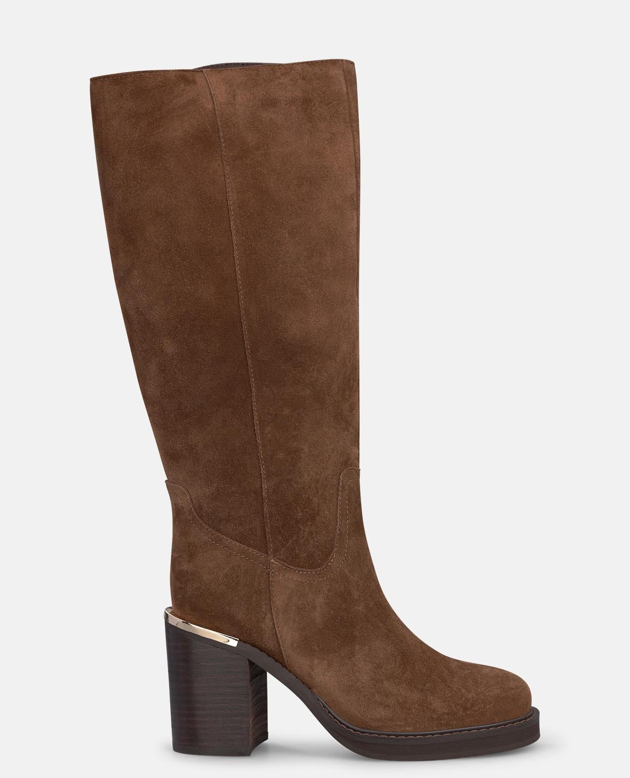 alma-en-pena-high-top-stiefelette-aus-veloursleder-blockabsatz-8-5-cm-in-camel image 1