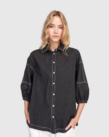 alembika-pippa-puff-bluse-black-denim image 7