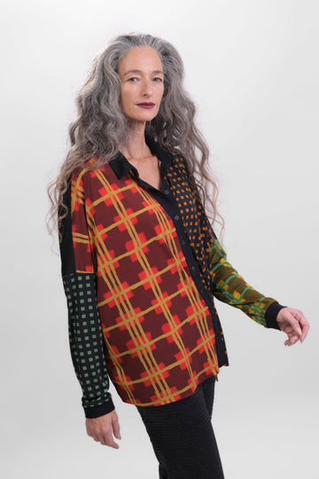 alembika-check-bluse-multi-button-front-karo image 3