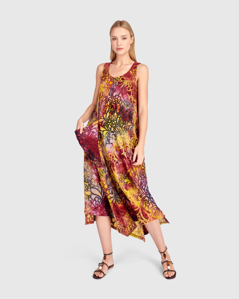 alembika-cascade-tank-kleid-raspberry-gold image 1