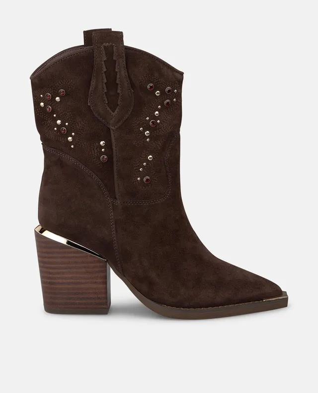 alma-en-pena-suede-cowboy-boots-cowboy-stiefeletten-braun-mit-nieten-und-7-5-cm- image 1