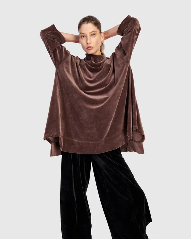 alembika-everyday-velvet-trapeze-top-sepia image 1