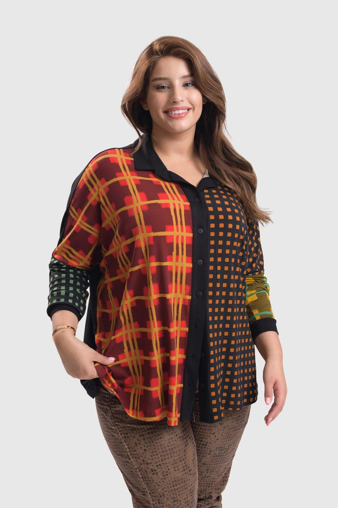 alembika-check-bluse-multi-button-front-karo image 1