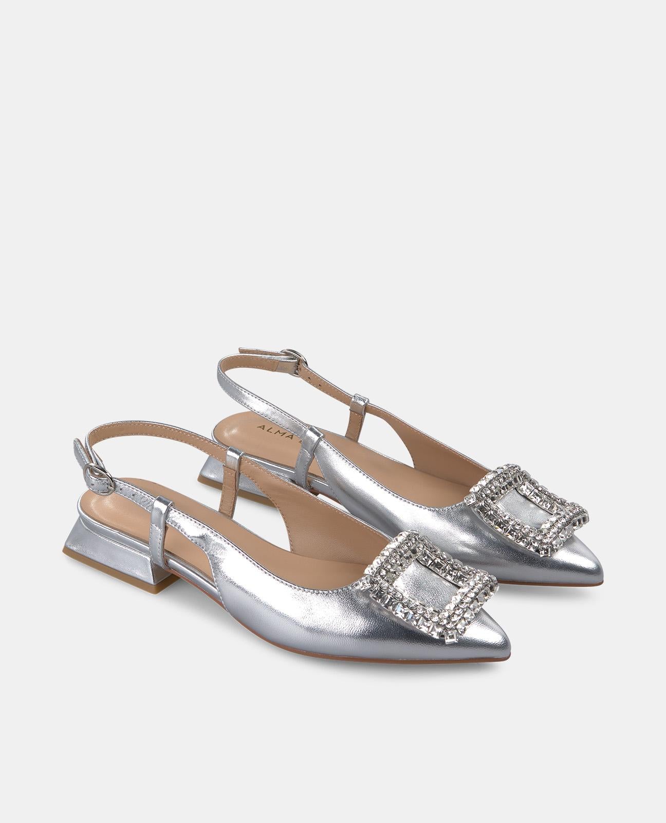 alma-en-pena-flat-brogue-schuh-mit-strass-spange-silber image 2