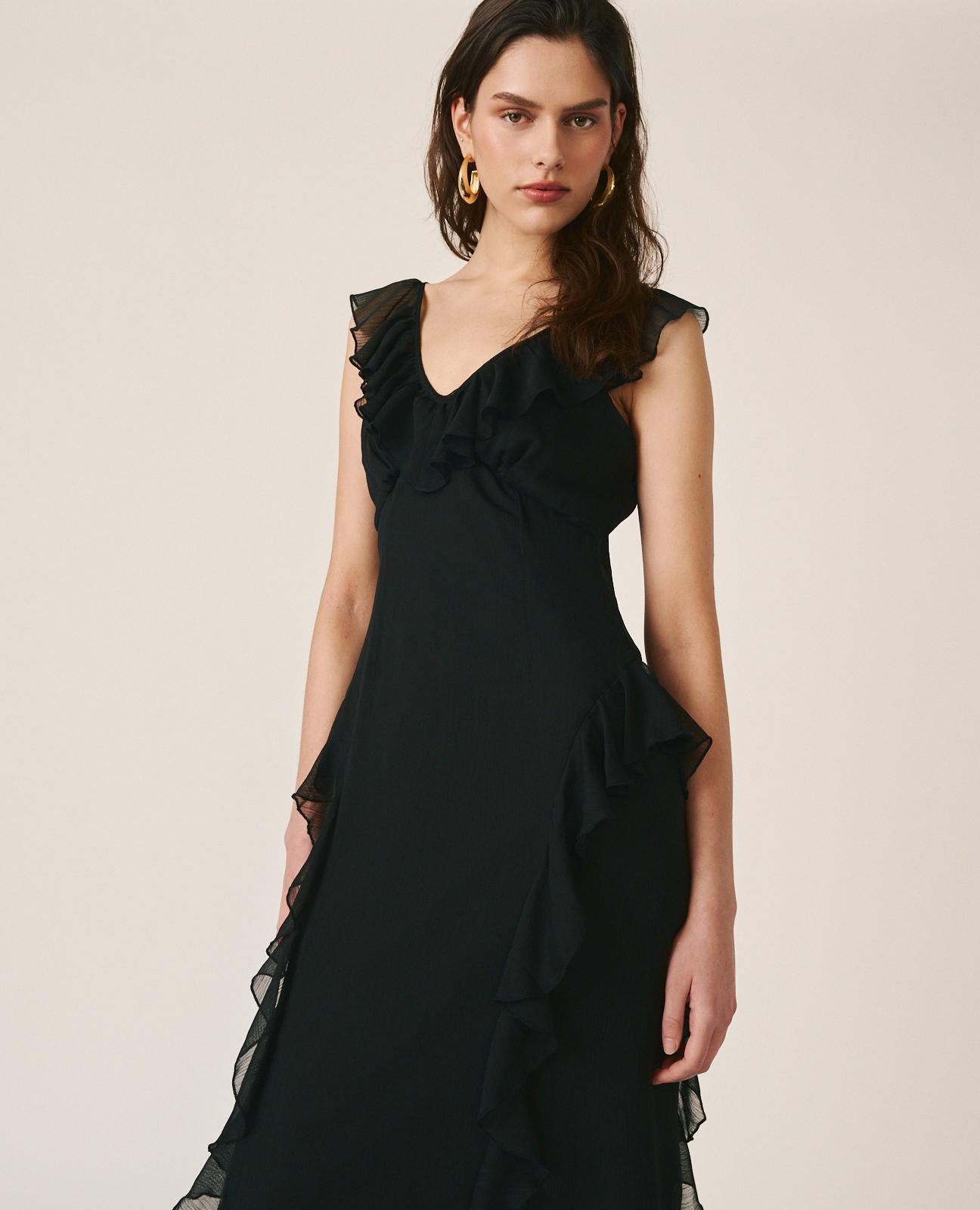 alma-en-pena-maxikleid-mit-r-schen-schwarz-inkl-tuch image 7