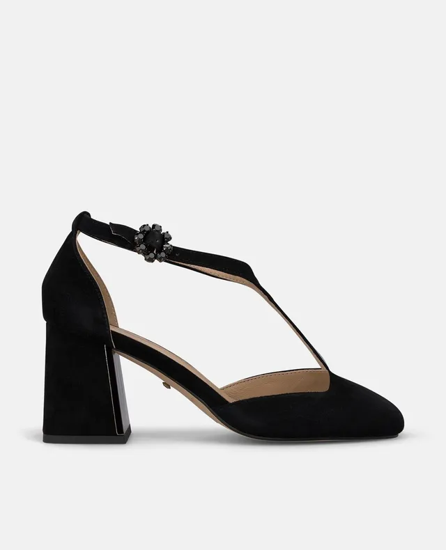 alma-en-pena-pumps-wildleder-schwarz-t-riemen-7-cm-blockabsatz image 1