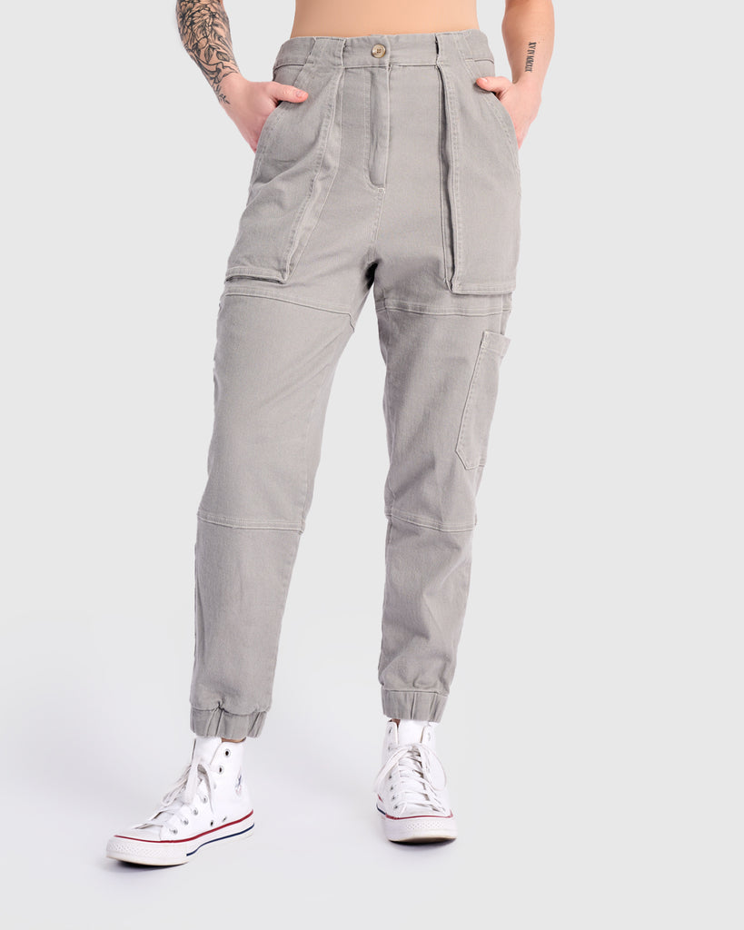 alembika-cargo-jogger-pants-grau-high-rise-cargohose-mit-b-ndchen image 1