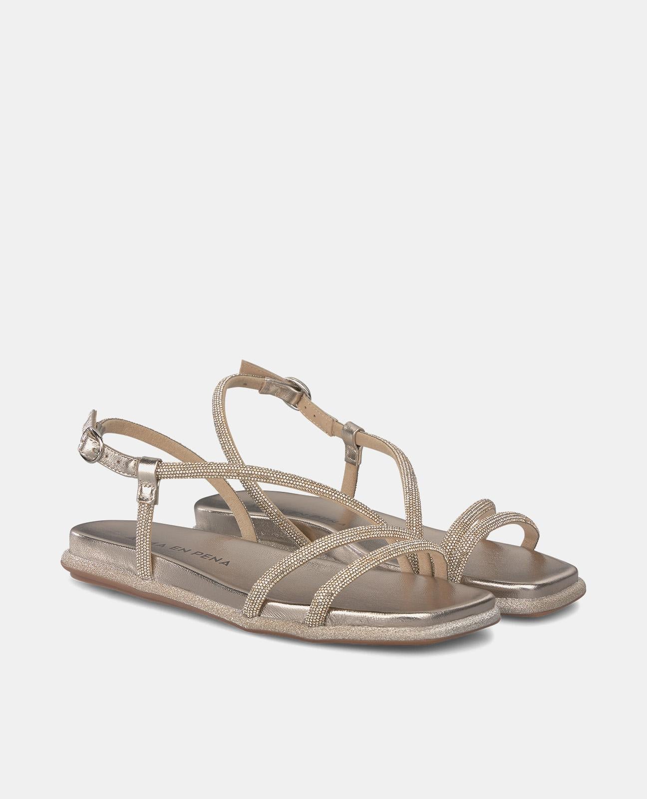 alma-en-pena-glitter-flat-sandale-bronze-eckig-0-5-cm image 2