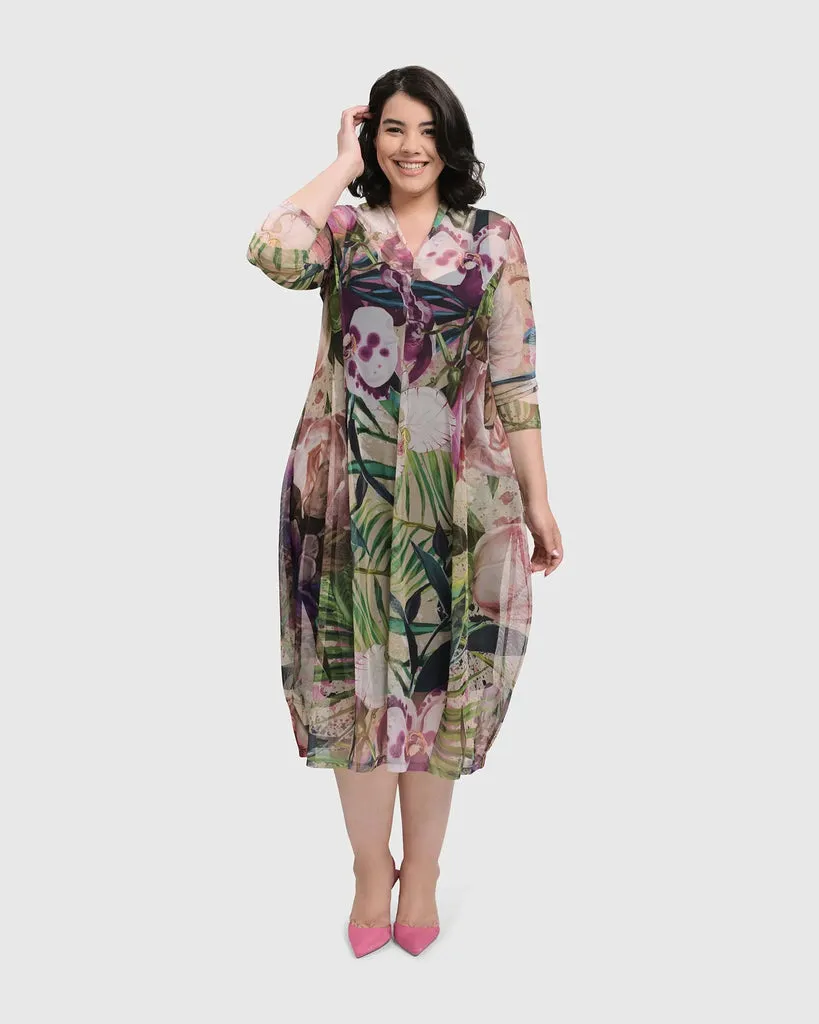 alembika-moonflower-cocoon-kleid-floral-langarm image 1
