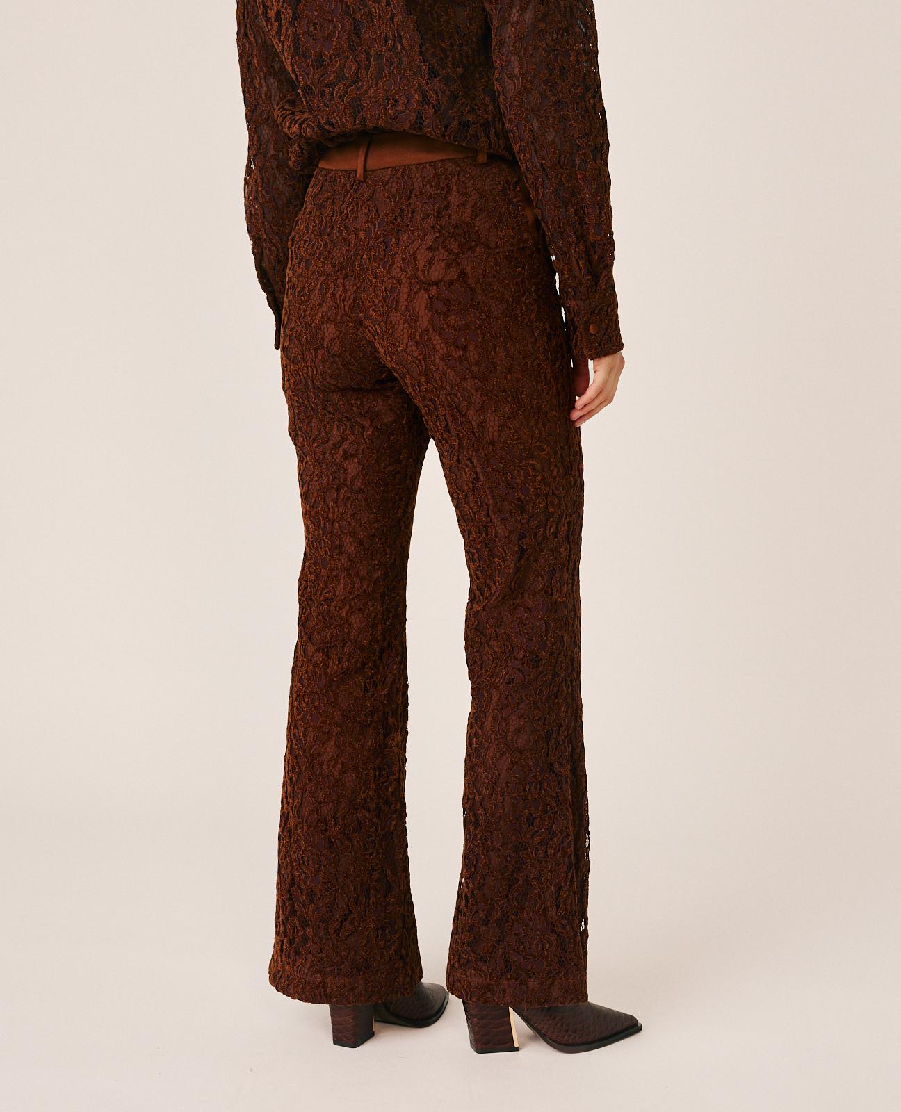 alma-en-pena-lace-flare-pants-damen-spitzenhose-braun-high-waist image 8