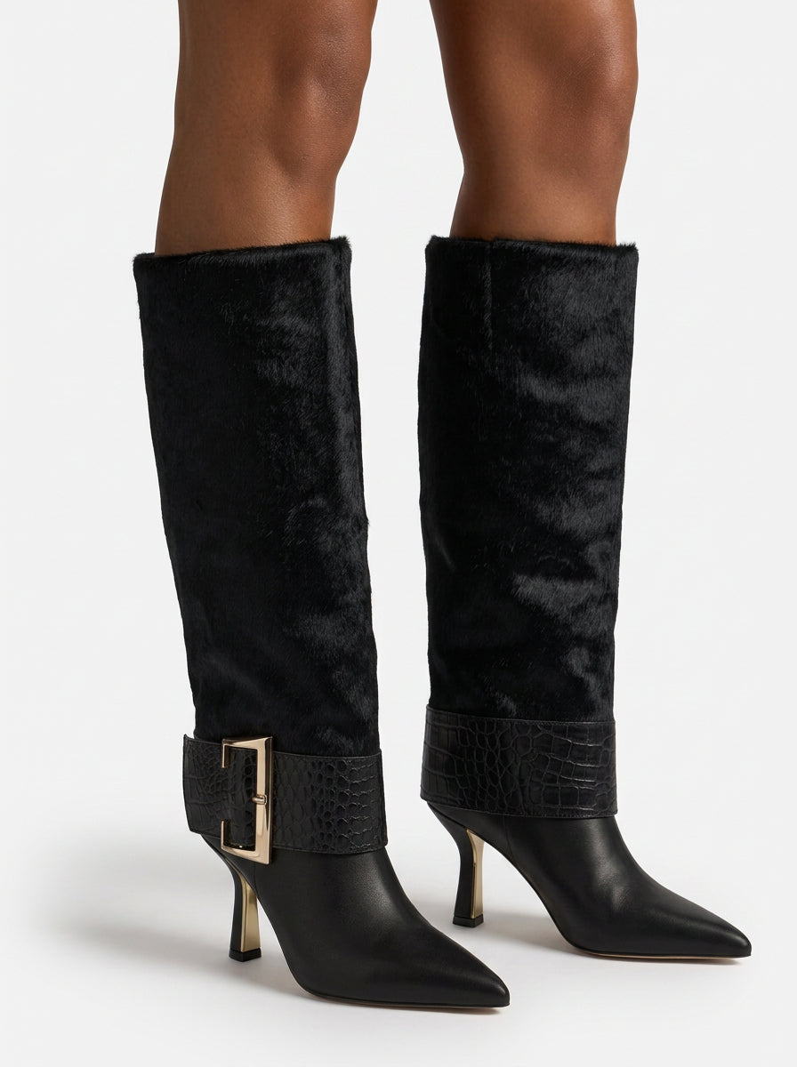 alma-en-pena-leder-stiefel-schwarz-fell-animal-print-8-5-cm image 5