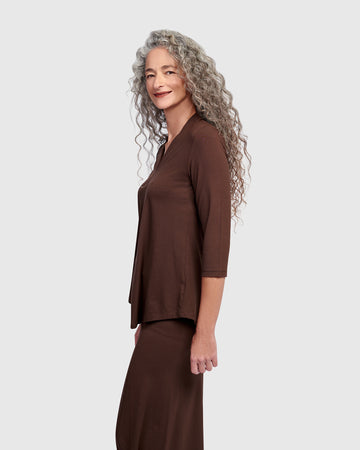 alembika-essential-v-neck-top-umber-3-4-arm-shirt image 4