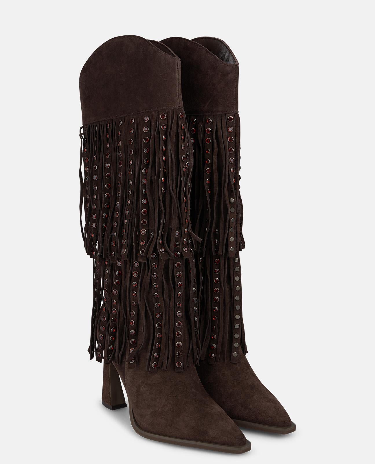 alma-en-pena-suede-cowboy-boots-fransen-braun-9-cm image 2