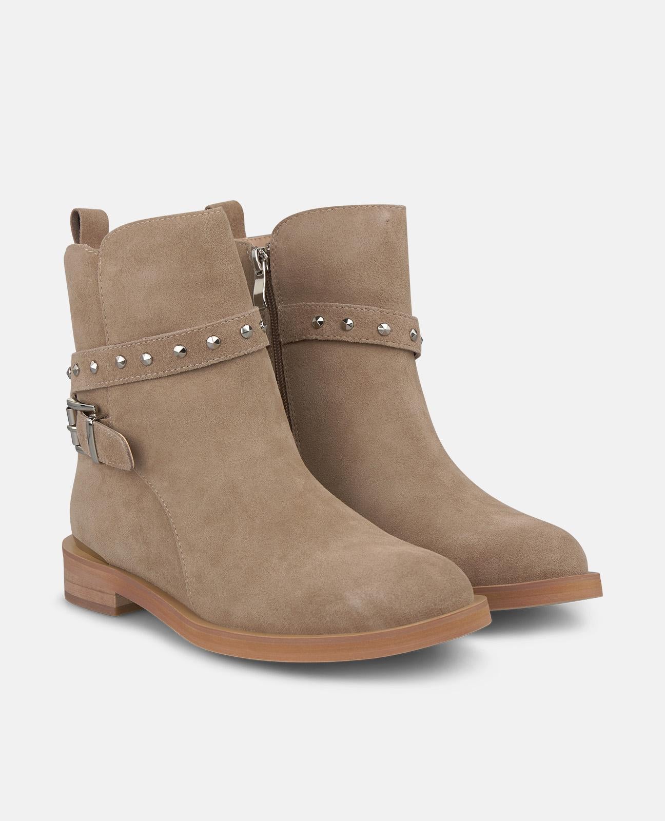 alma-en-pena-flat-ankle-boot-with-studs-damen-stiefelette-vison-3-cm image 2