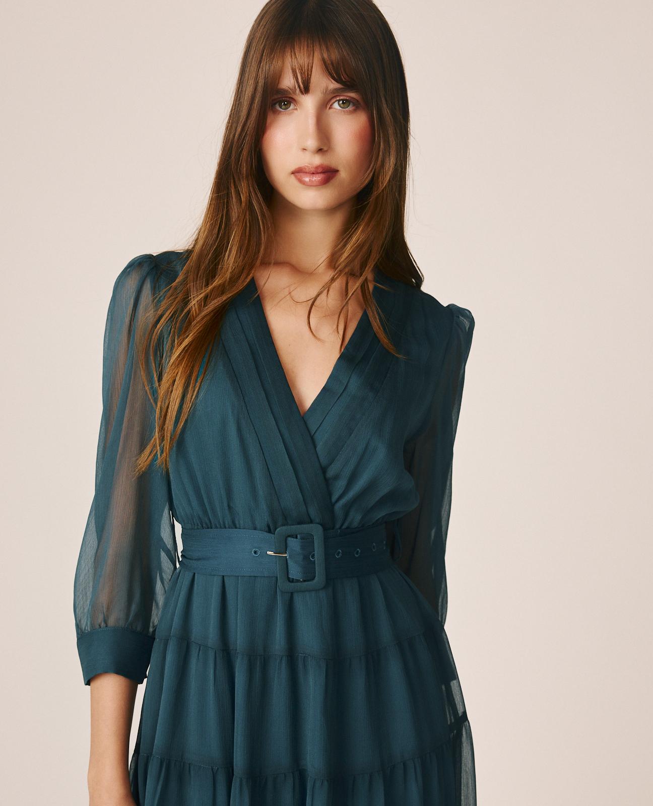 alma-en-pena-midi-kleid-chiffon-wickelausschnitt-petrol image 4