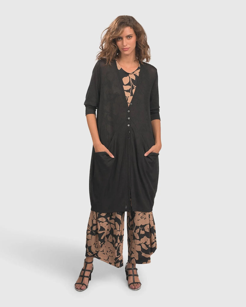 alembika-mini-rib-long-cardigan-black-damen-strickjacke image 1