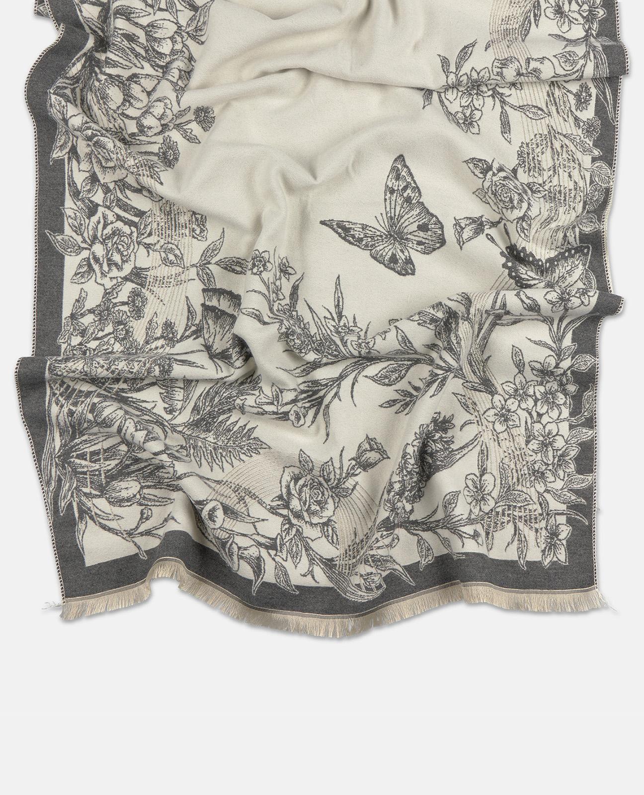 alma-en-pena-rechteckiger-schal-mit-blumenprint-grau image 3