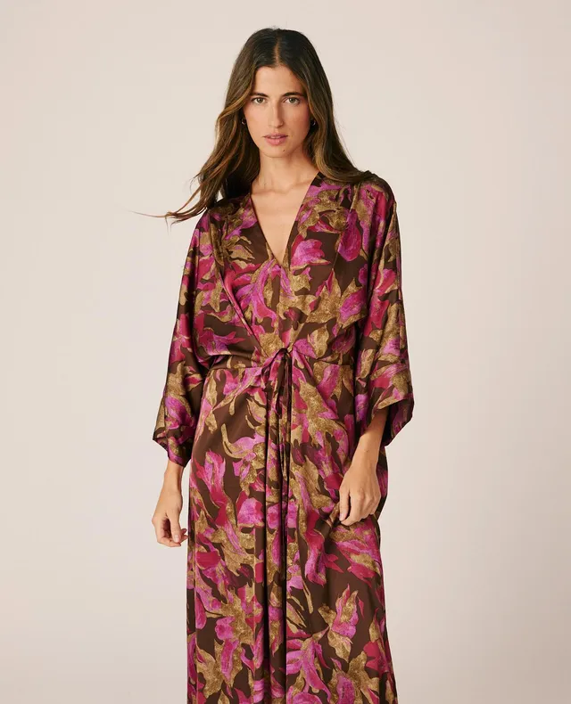 alma-en-pena-satin-midikleid-floral-rosa-kimono image 1