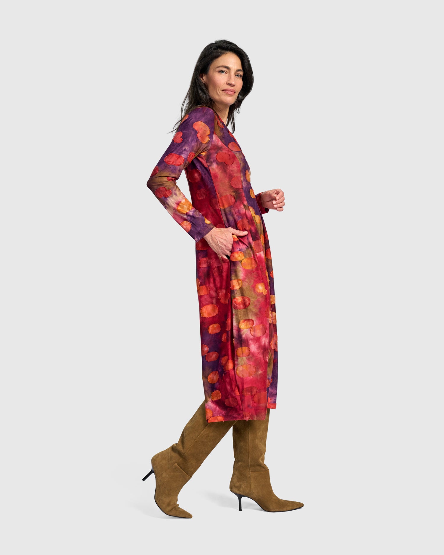 alembika-festoon-v-neck-cocoon-dress-ad920b-midi-kleid-berry-mix image 3