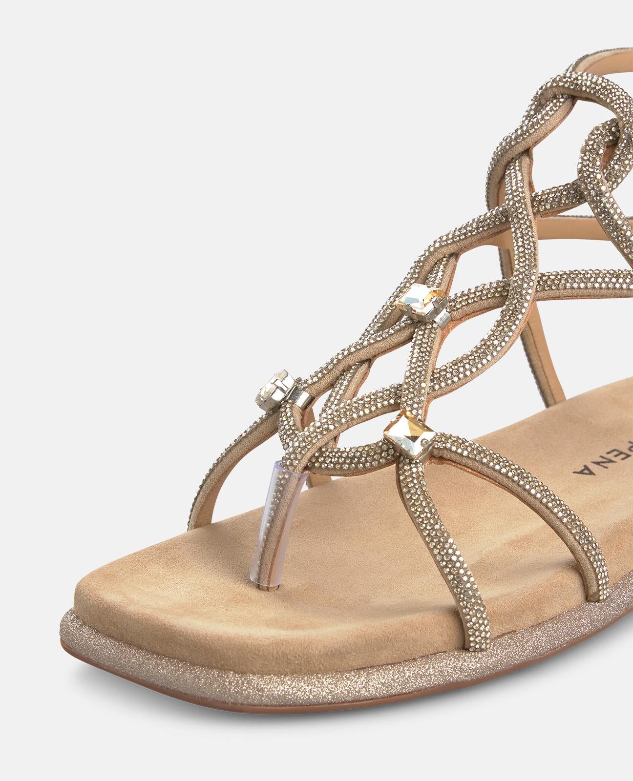 alma-en-pena-flache-riemchen-sandalen-arena-strass-2-cm image 5