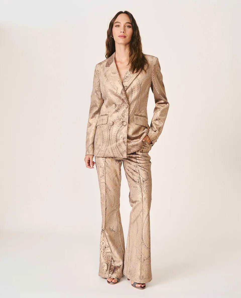 alma-en-pena-printed-flare-pants-gold-metallic image 1