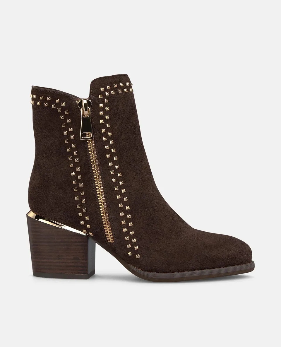 alma-en-pena-wildleder-stiefelette-braun-nieten-7-5-cm image 1
