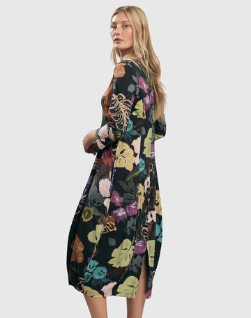 alembika-bali-cocoon-midikleid-leaves-multi-jerseykleid image 2