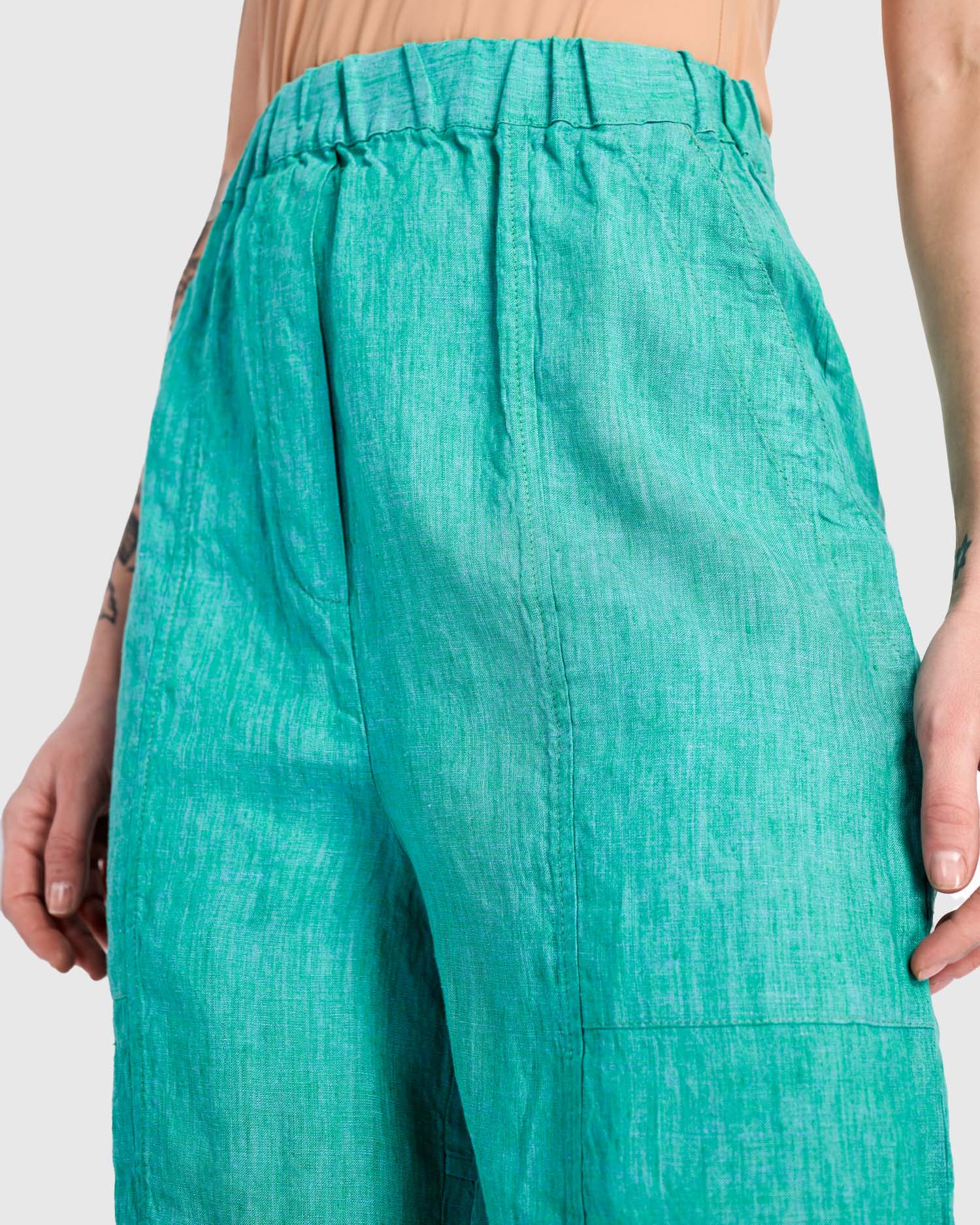 alembika-gem-leinen-shorts-aqua-damen-shorts-mit-extra-hohem-bund image 3