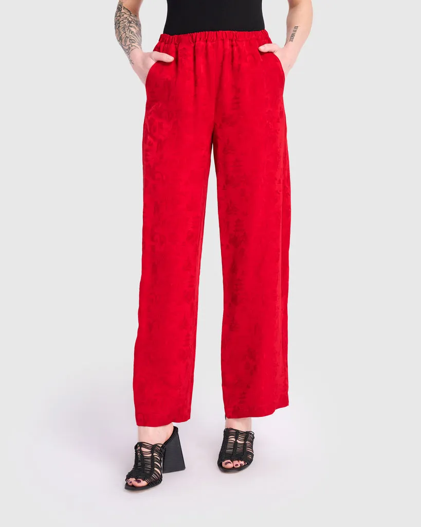 alembika-sabi-straight-pants-damen-hose-rot-jacquard-viskose image 1