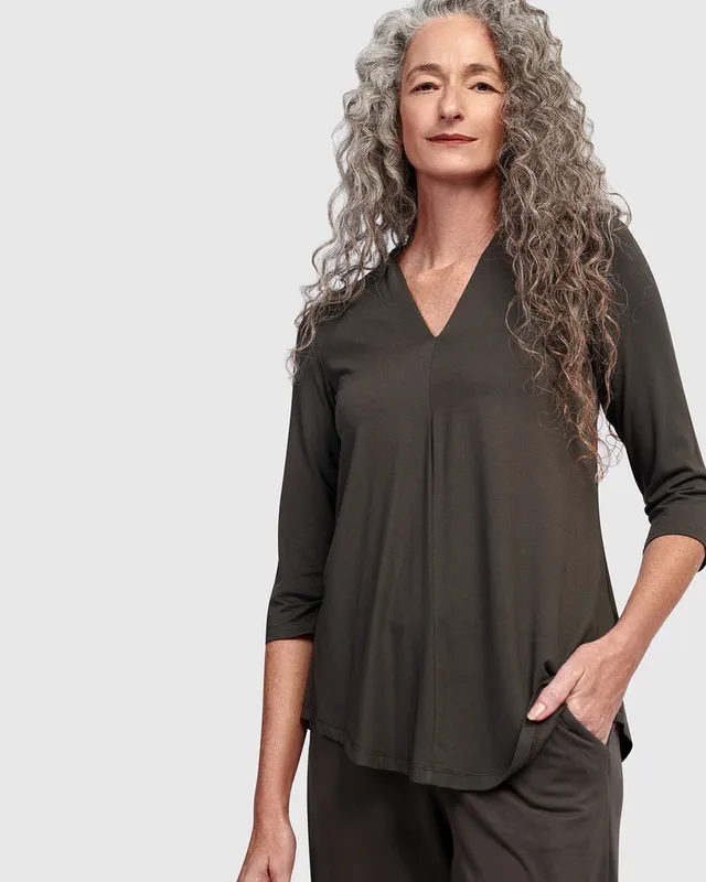 alembika-essential-v-neck-top-khaki image 1