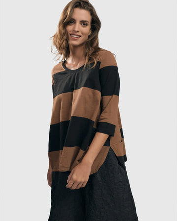 alembika-urban-barri-stripe-cocoon-top-sepia-black-damen-pullover image 4