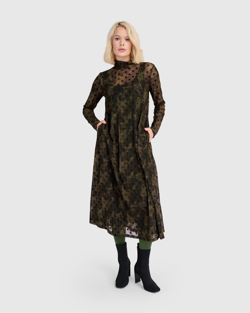 alembika-bosquet-a-line-dress-antique-samt-punkte-kleid image 1
