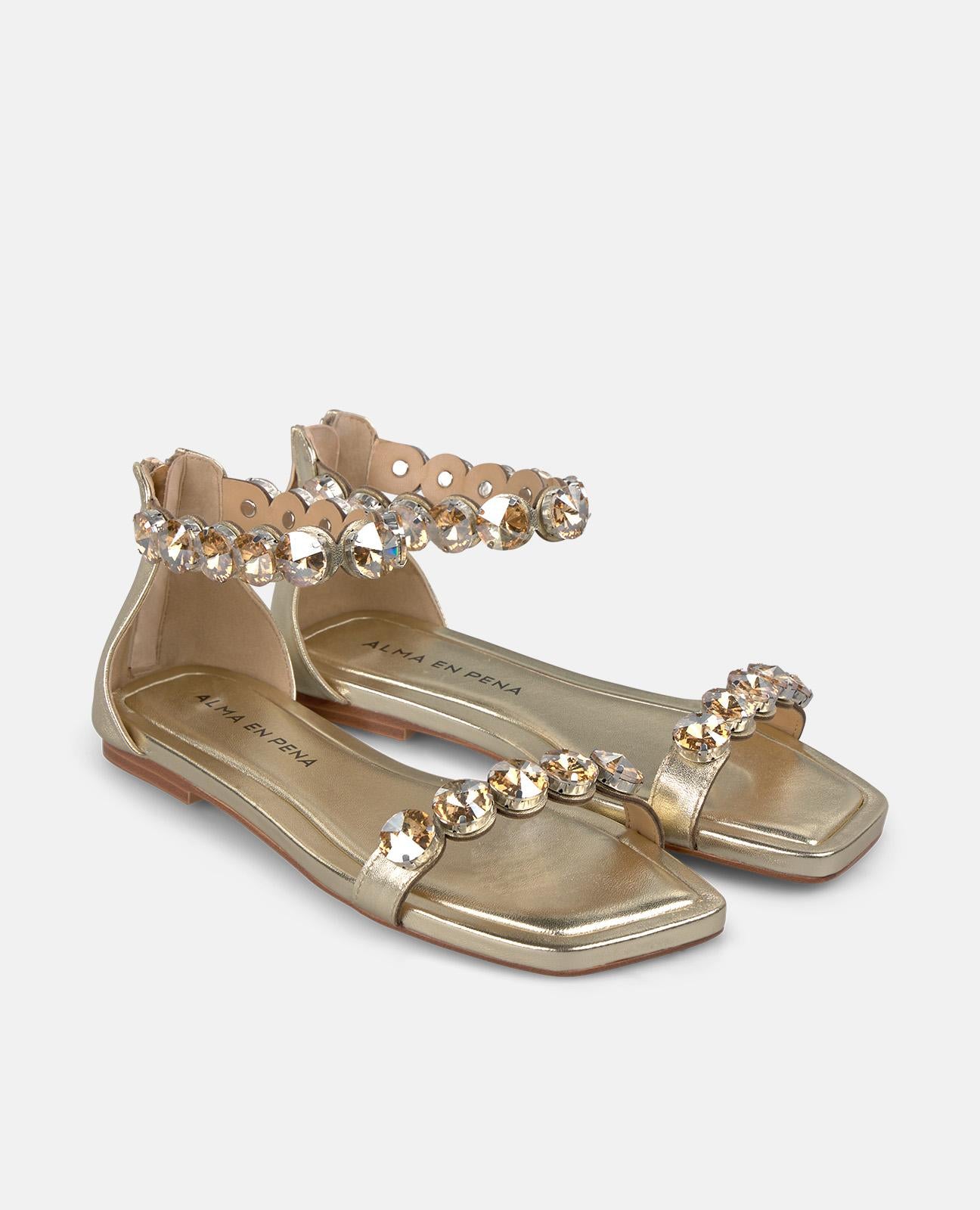 alma-en-pena-flachsandale-mit-strass-gold-1-cm image 2