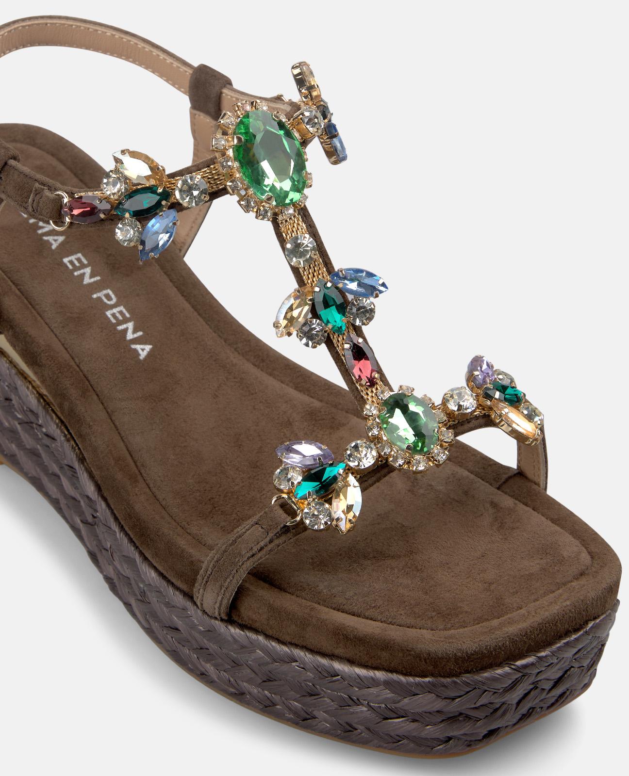 alma-en-pena-espadrilles-keilpantoletten-braun-mit-strass-kreis-7-5-cm image 4