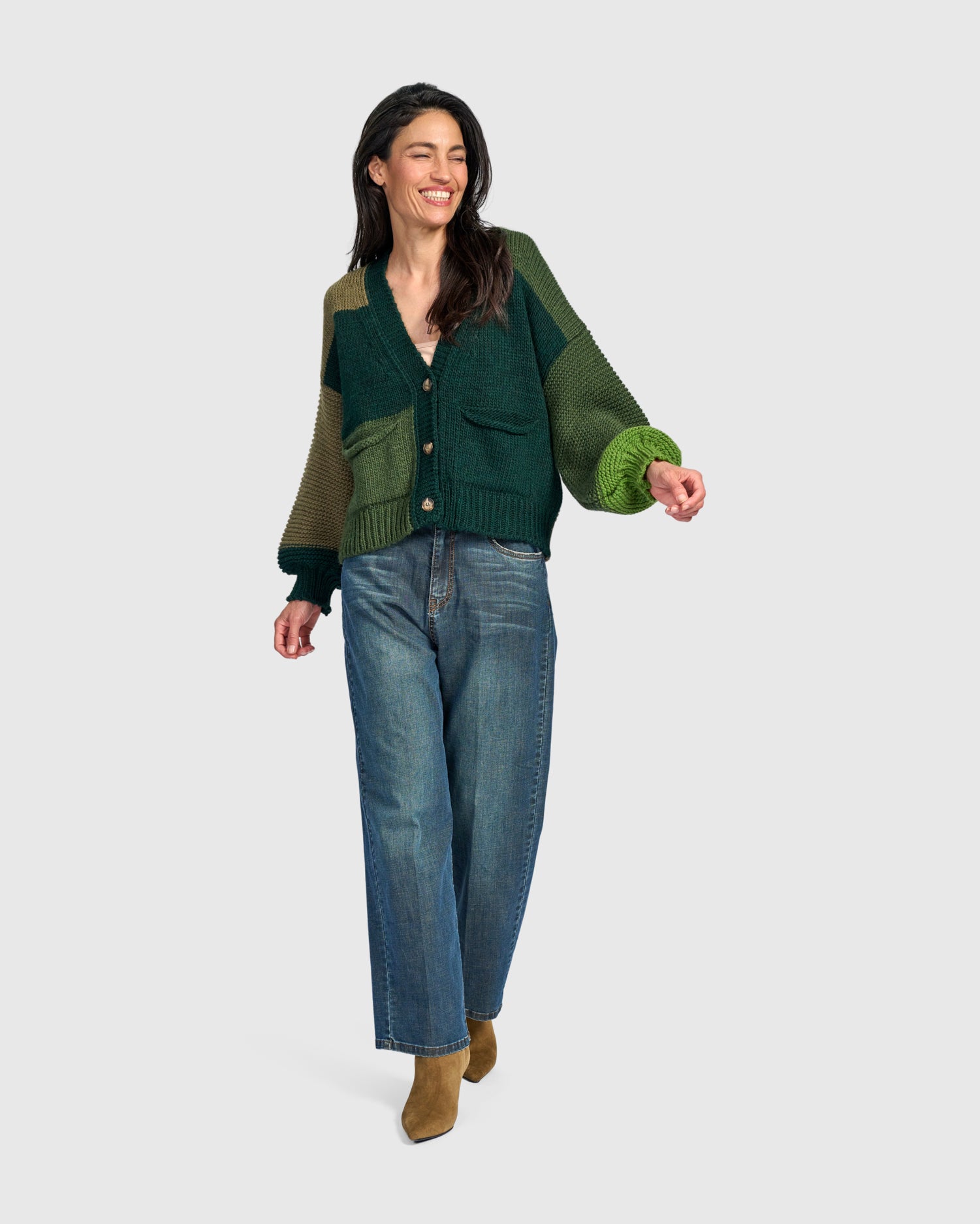 alembika-carnival-chunky-cardigan-pine-damen-strick-cardigan image 3