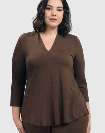 alembika-essential-v-neck-top-coffee image 3