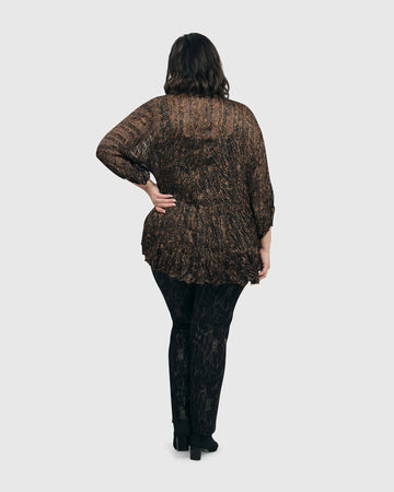 alembika-floral-tiered-crinkle-bluse-damen-coffee-schwarz image 6